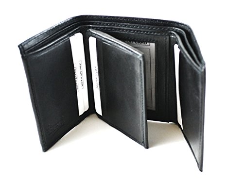 Men's Genuine Leather Tri-fold Wallet, Black4