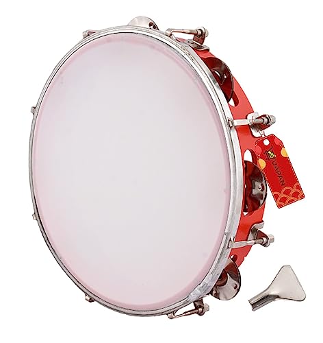 Image of UAPAN Dafli Musical Instrument Dafli /Tambourine 10 inch Hand Percussion Musical Instrument (Red tambourine)