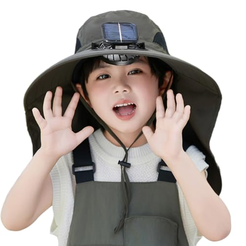 Chapeau de ventilateur solaire enfants avec rabat de cou anti-UV pour plage