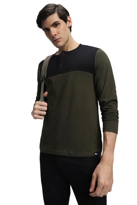 Image of Dennis Lingo Men's Cotton Henley Neck Tshirt, Regular Fit Long Sleeve
