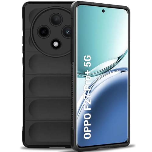 Image of TheGiftKart Liquid Silicon Back Cover Case for Oppo F27 Pro Plus 5G | Shockproof Military Grade Protection | Micro-Fibre Cloth On Inner Side | Built-in Anti-Slip Grip Back Cover Case (TPU, Black)