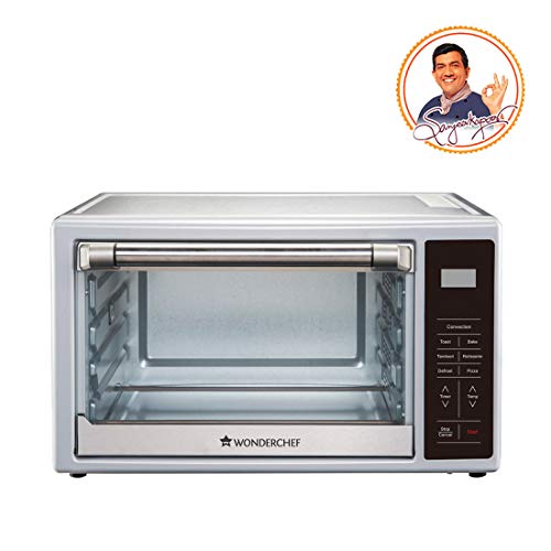 Image of Wonderchef Prato Digital Oven Toaster Griller (OTG) 30 Litres with 6 Pre-set Cooking Menus | with Rotisserie, Convection Mode | All in one - Air Fry, Bake, Grill, Dehydrate, Toast, Broil | Oven for Kitchen | Digital Display | Chamber Light, Inner Lamp | Temperature Control | 8 Accessories | 2 Years Warranty | Silver