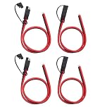 sourcing map SAE Connector, 1FT 18 AWG SAE Extension Cable with Cover, 2 Pin Single Plug Quick Connector to Tinned Bare End 300V for Solar Panel Cars Motorcycles Boat, Pack of 4