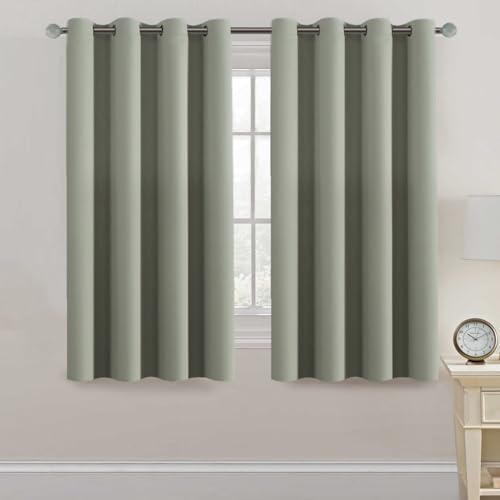Image of H.VERSAILTEX Light Blocking Curtain for Bedroom /Living Room, Energy Efficient Thermal Insulated Grommet Window Panel Curtains for Bedroom /Living Room, Light Sage, 52 by 63 inch Long, One Panel