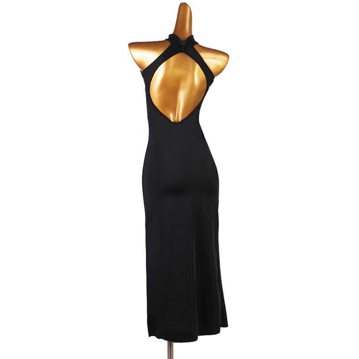 JRUIA Vestito da Spettacolo di Danza Latina Abiti da Ballo Cha Cha da Sala Senza Schienale Completo da Allenamento Tango Salsa da Donna Gonna con Spacco del Body per Rumba Samba