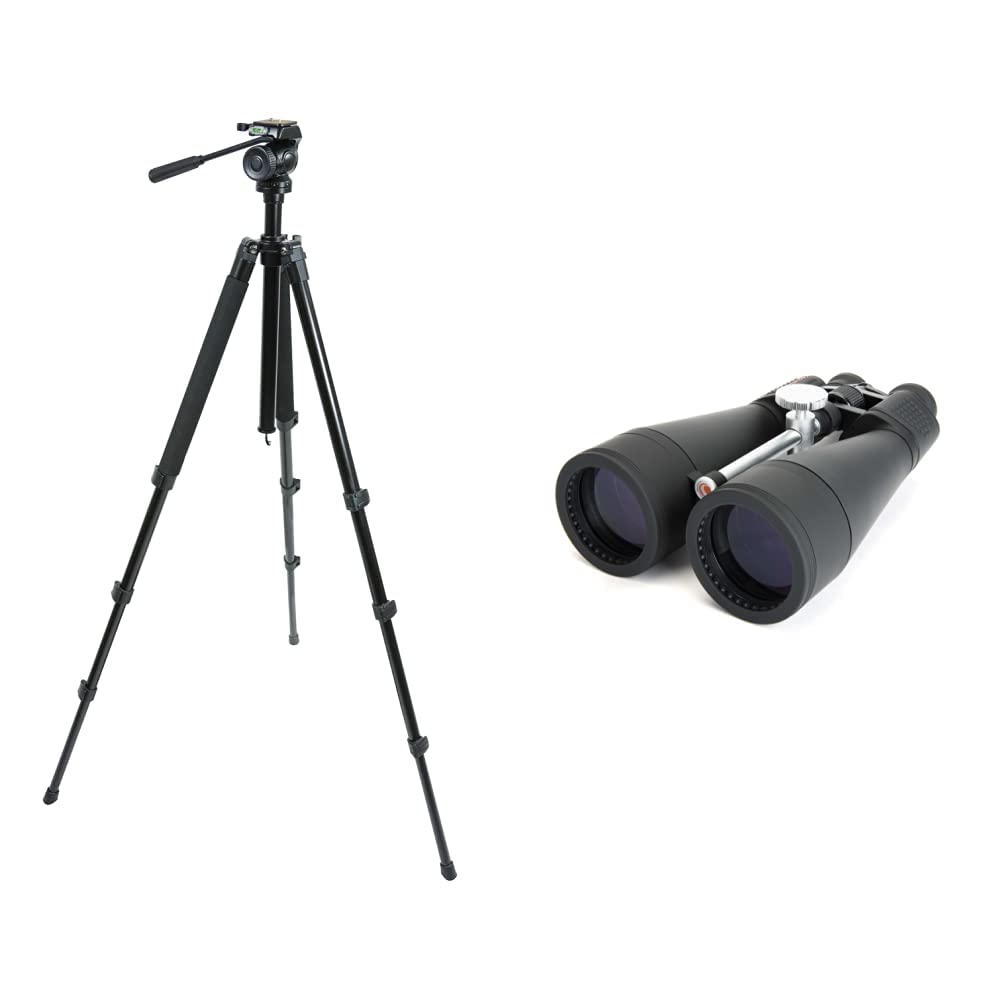 Celestron82050 Trailseeker with Fluid Pan Head Tripod Black 71018  SkyMaster 20x80mm Porro Prism Binoculars with Multi-Coated Lens, BaK-4 Prism