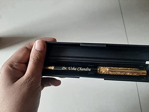Image of Personalized /Customized Pen With Name Engraved Metal Pen For Gifting with Box, Name Printed On Body (Golden) (Pack of 1) With Pkastic Box