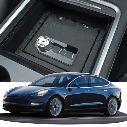 TUOJUE Center Console Safe Gun Safe Box Storage Compatible with Tesla Model Y 2021-2024 and Model 3 2021-2023, with Superior Fingerprint Lock, Center Console Gun Vault