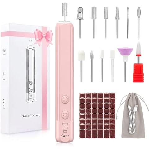 Electric Nail Drill Professional, Cordless Electric Nail File, Gel Nails, Manicure Pedicure for Polishing Shape Tools with 100Pcs Sanding Bands Cover