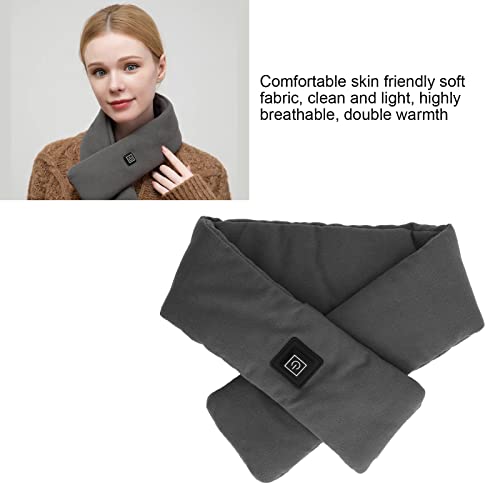 Plplaaoo Rechargeable Electric Heating Scarf - Cordless Heated Scarf with 3 Heating Levels, Portable Neck Warmer for Cold Weather, Intelligent USB Heating Pad for Women & Men Grey2