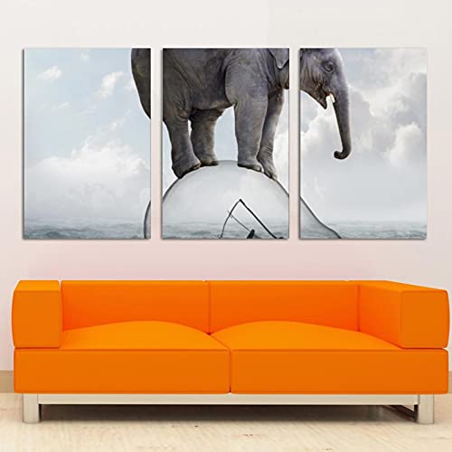 Toile éléphant mer grand format pour décoration murale salon chic