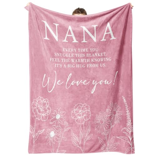 Nana Gifts Birthday Gifts for Nana from Grandkids to My Nana Nanny Grandma Soft Throw Blanket for Christmas 50 x 60 Pink