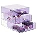 iDesign 3 Drawer Storage Organizer for Cosmetics, Makeup, Beauty Products and Office Supplies, Purple,6.5