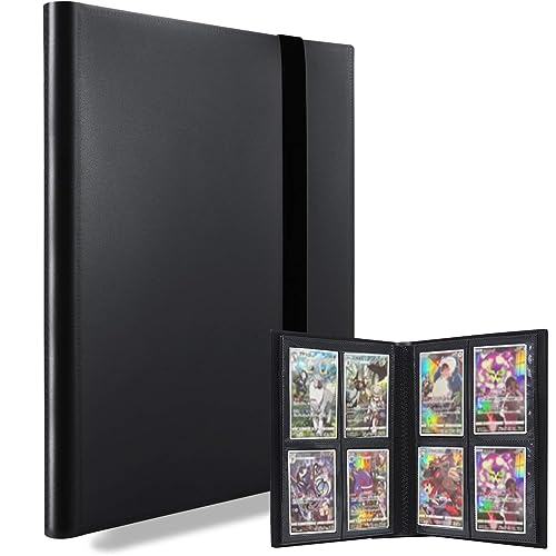 カードファイル カードバインダー 4ポケット 160枚収納 横入れ トレカホルダー バインダーホルダー シールファイル トレーディングカード フォトアルバム ファイル ブック (ブラック)