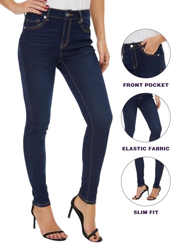 LICTZNEE Womens Skinny Jeans Mid Rise, Stretch Denim Jean Slim Fit Leg Elastic Waist Pants with Pockets4
