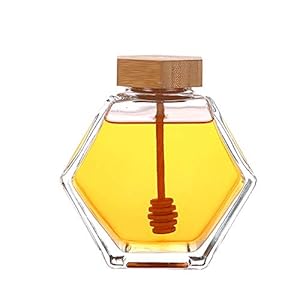 Upstore 380ml Sechseckiger Honigtopf mit Löffel