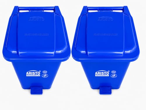 Image of ARISTO Plastic Step-On Pedal Garbage Waste Dustbins 45 Ltr (Blue,Blue) Combo