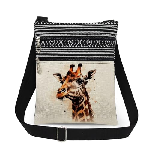 Giraffe Print Crossbody Bag Adjustable Shoulder Strap for Giraffe Enthusiast Birthday Gift Holiday Present​​ for Adult Friend