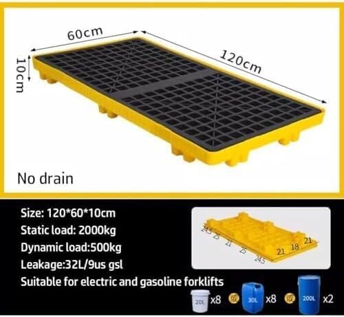Spill Collection Trays Spill Collection Platforms Modular Spill Platforms Plastic Pallet Containers Storage Drums Non-leakable(120 * 60 * 10cm)