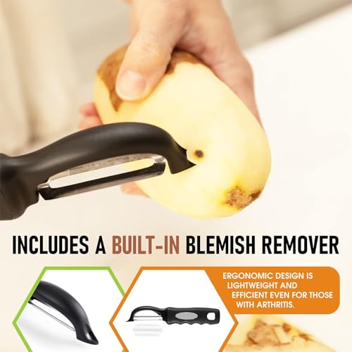 Image of Stainless Steel Vegetable Peeler with Ergonomic Soft-Grip Handle - Easy-Peel Y-Type & Straight Blade, Rust-Resistant Kitchen Tool for Carrot, Potato, Cucumber & Fruit