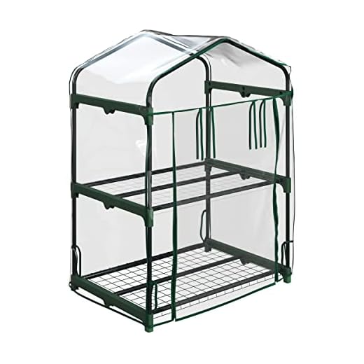 2 Tier Mini Greenhouse - Portable Greenhouse with Steel Frame and PVC Cover for Indoor or Outdoor - 27 x 19 x 37.5-Inch Green House by Home-Complete