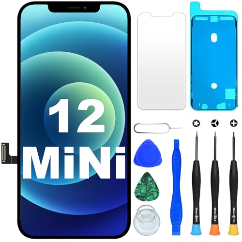 DIGI4U LCD für iPhone 12 Mini Display Bildschirm Ersatz 5 4 Zoll Truetone Face ID LCD Bildschirm für iPhone 12 Mini Display Bildschirm Ersatz Digitizer Reparaturkits