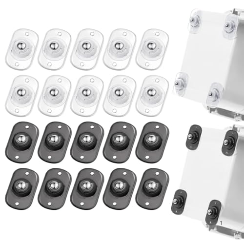Pack de 20 Ruedas Adhesivas para Muebles y Pequeños Electrodomésticos - 360° Giratorias, 10 Negras y 10 Blancas - Mini Ruedecitas para Mover Mesas de Centro, Cajas y Más