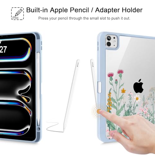 May Chen Case for iPad Pro 11-Inch M5/M4 2025/2024 (6th/5th Generation), Clear Transparent Print Back Shell Slim Stand Shockproof Tablet Cover, Auto Wake/Sleep, Herbs Flowers by May Chen - Image 8