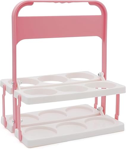 ビールキャリア スクイズボトルケース 6穴 折りたたみ式 ボトルケージ ボトルキャリー ドリンク ラック ワインラック キャリア 手提げ ウォーターボトルキャリア フットサル サッカー 瓶 缶 ペットボトル 再利用可能 (ピンク*1)