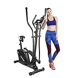 Elliptical Machine, 2 in 1 Cross Trainer Exercise Bike with Seat and Hyper-Quiet Magnetic Driving System for Home Use, 265 LB Max Weight (Black)