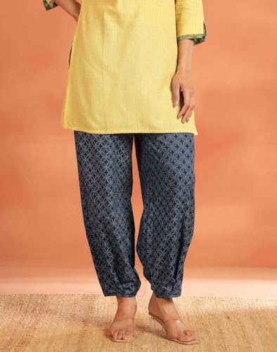 Salwar coton indigo géométrique pour vos journées d'été décontractées - 3