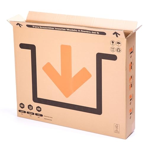TELECAJAS | 6 Cajas 81x13x69 cm Cuadros y Televisores | Robusta Doble Onda Reforzada | Modelo A - TV hasta 37' pulgadas | Regalo Cinta Adhesiva 66 m | Pack de 6 cajas + Precinto