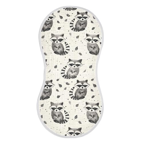 Cute Cartoon Raccoons Cotton Muslin Baby Burp Cloths Good Absorbent Burp rag for Set of 2, 22x11in2