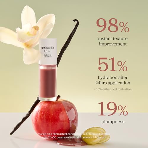 Image of NOONI Korean Lip Oil - Applevanilla | Long-Lasting, Moisturizing, Plumping, Revitalizing for Dry Lips, Waterproof, No Peel Off, Korean Tint, Hydrating Lip Stain, Nourishing Crystal Clear, 0.12 FL Oz