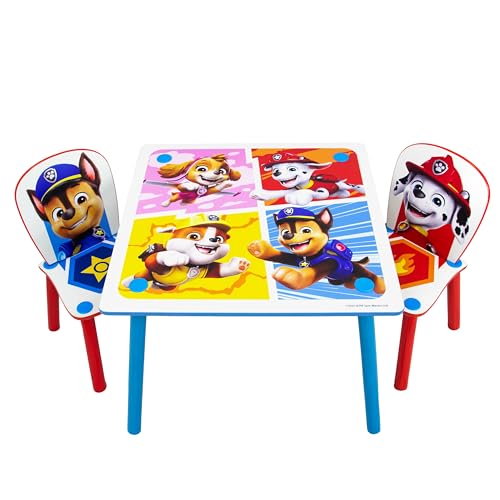 Ensemble de Table et 2 chaises en Bois Pat' Patrouille Officiel pour Enfants Chase Rubble Home Furniture Table pour Chambre à Coucher ou Salle de Jeux