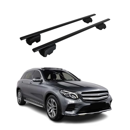 OMAC Barras de Techo para Mercedes GLC X253 2015 2022 – City Crash Tested – ISO Pas 11154:2006 – con Cerradura – Carga MAX 75 kg – 2 Barras Negro