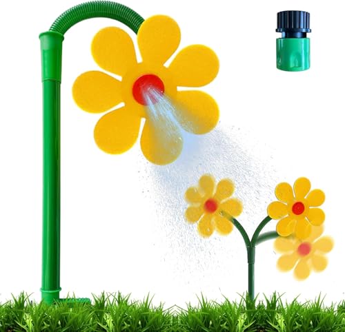 Crazy Daisy Sprinkler Crazy Dancing Flower Water Sprinklers Funny 360 Rotating Sun Flower Dancing Daisy Lawn Sprinkler for Yard Watering Dogs Kids Playing