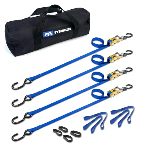 Mac's 6' ATV & Motorcycle Ratchet Utility Pack with S-Hook - Blue