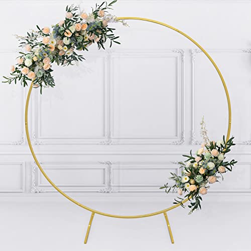Maylai 7.2 FT Goldener runder Ballonbogenständer Kreis Hochzeitsbogenständer Metall für Blumenballongirlande Hochzeit Geburtstag Babyparty Abschluss Foto Hintergrund Dekorationen Event Party Supplies Cover