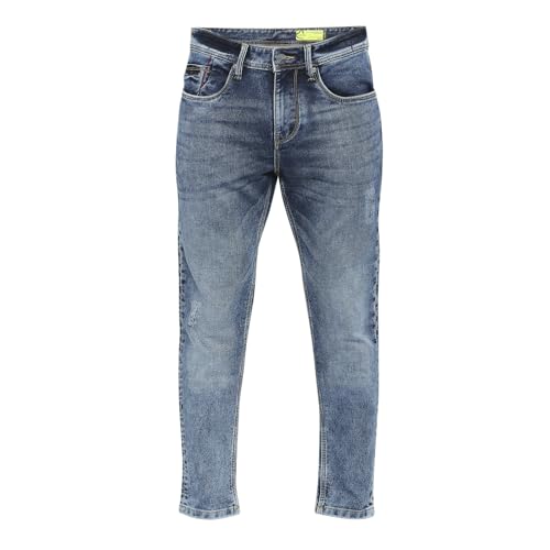 Image of Being Human Blue Cropped Fit Denims for Men Clothing