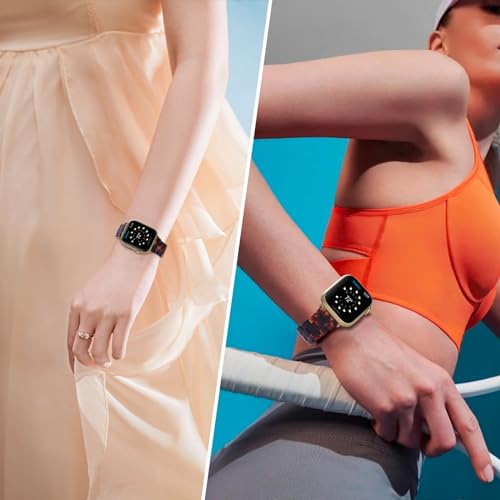 CRIS-BAND Compatible with Resin Apple Watch Bands Series 7/8/9/10/11 46mm 45mm 44mm 42mm for Women,Fancy Strap for iWatch Ultra 3/2 49mm Series 6/5/4/3/2/1/SE3 Slim Light Bracelet Wristband