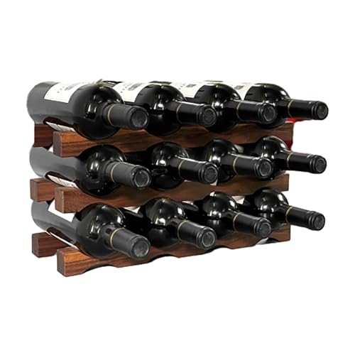 Wood Wine Rack Countertop Holder - Stackable Wine Rack for Kitchen Cabinet Dining Room Bar - 8 Bottles 2-Tier Free Standing Wine Racks