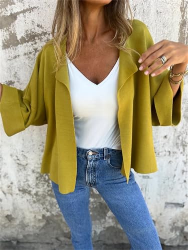 Peculiar Faux Suede Cardigan, Women's Casual Loose Lightweight Solid Color Trendy 2025 Cardigan, Open Front Lapel3