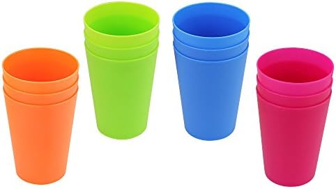 GOLRISEN 12 Pcs Plastic Cups Reusable BBQ Cups 250ml Plastic Cups for Indoor or Outdoor Parties Camping (4 Colors)