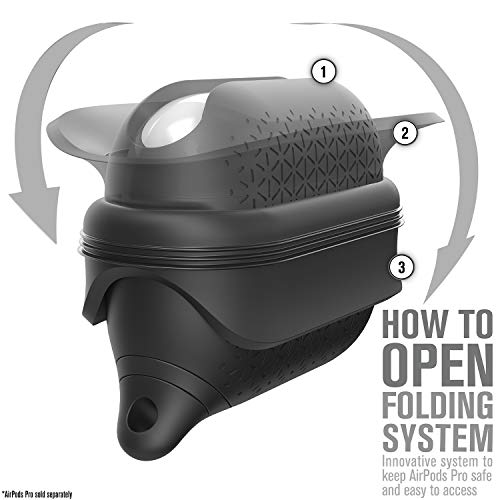 Catalyst- Waterproof Case For Airpods Pro(1St & 2Nd Generation)- Premium Edition. Compatible Wireless Charging, One-Piece Design, High Drop Protection, With Carabiner, Soft-Touch - Stealth Black #TOP1