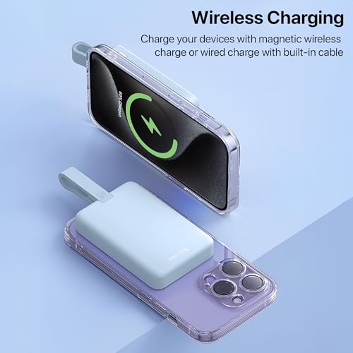Image of DR VAKU 10000mAh Magnetic Wireless Power Bank for iPhone 17 /16 /15 /14 /13 Series iWatch & Airpods 15w Magsafe & 22.5w PD with L Cable Fast Charging (Input & Output) Lithium Polymer Battery