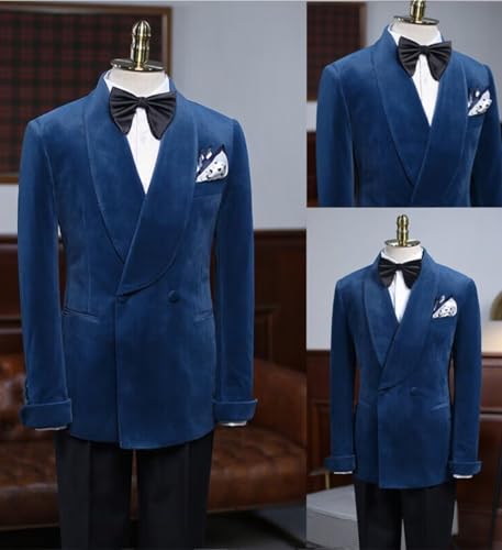 Men's Velvet Blazer Daily Wedding Double Breasted Coat Shawl Lapel Suit Jacket2