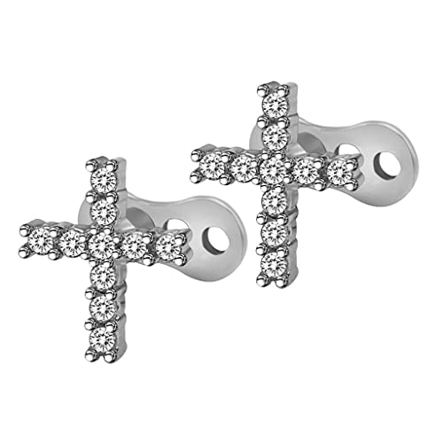 Bijoux Microdermal en Titane et Cristal AAA Piercing de Surface Élégant Motif Croix