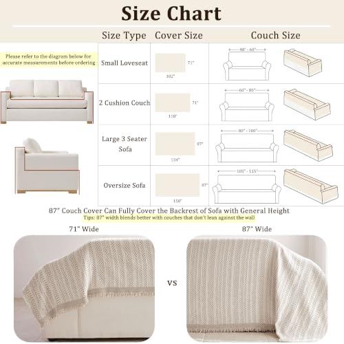 VOIR Couch Cover Washable Loveseat Chenille Sofa Slipcover, Vintage Toffee - image 6