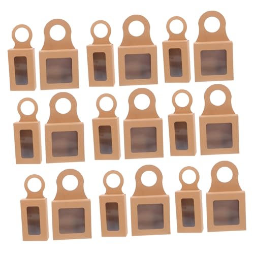 iplusmile 24 piezas Caja de Kraft para Botellas de Vino con Ventana Transparente de Cajas Plegables Colgantes Diseño Compacto y Resistente para Dulces y Galletas Fiestas y Bodas